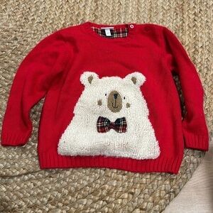 Fagottino knit cozy bear sweater 18/24m Christmas holiday red